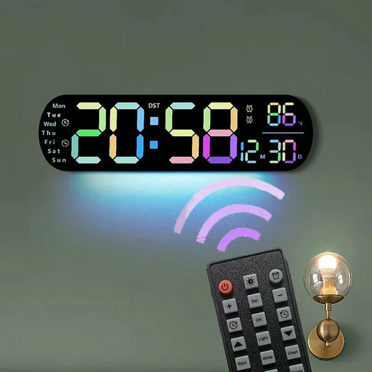 LED Digital Wall Clock Time Temperature Date Display