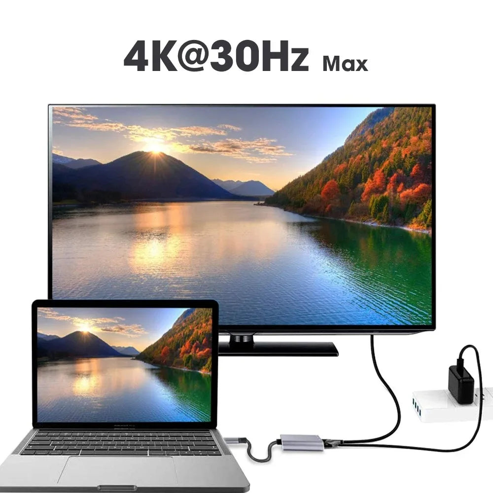 Type C To HDMI 3 in 1 USB Cable Converter