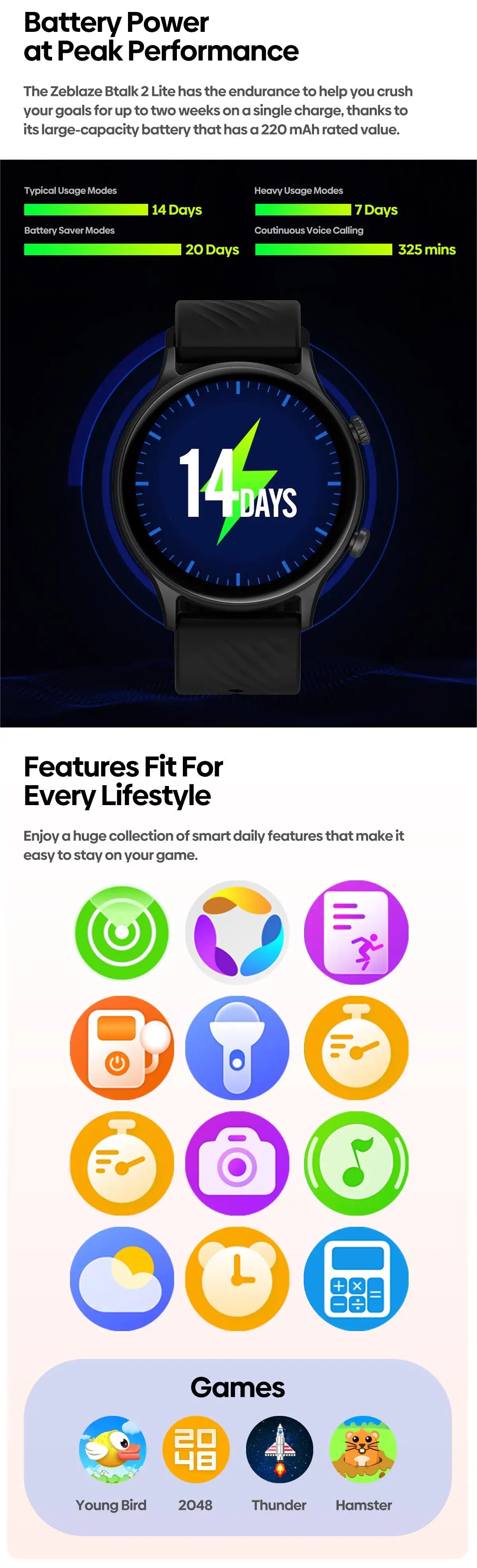 Zeblaze Btalk 2 Lite Voice Calling Smart Watch