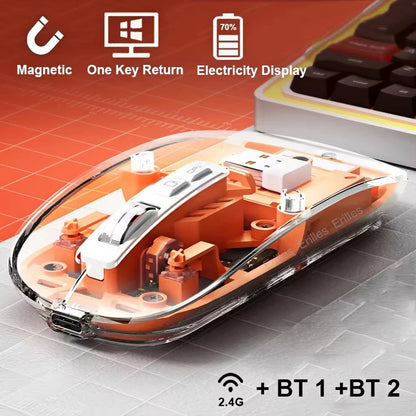 Transparent Magnetic Triple Mode Wireless Mouse
