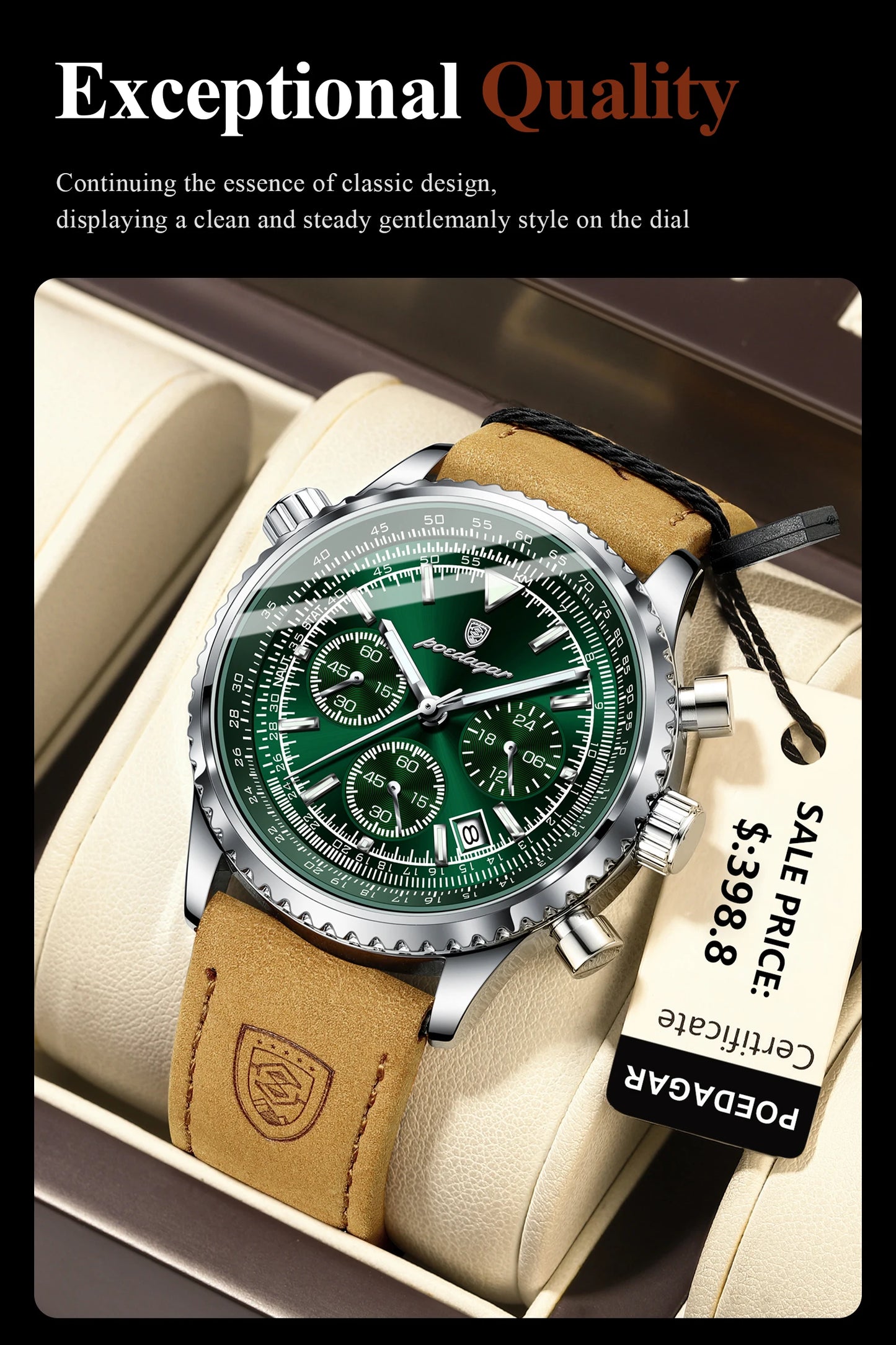 POEDAGAR Luxury Men Quartz Watch