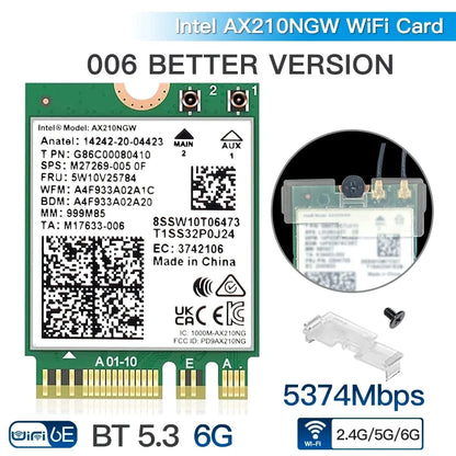 Dual Band AX210 Bluetooth WiFi Card